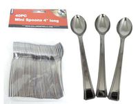 40PC Mini Silver-plated Plastic Dessert Spoons (24 Packs Included)