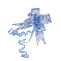 SUPVOX 20PCS Golden Side Design Pull Bows Gift Knot Ribbons String Bows for Wedding Gift Wrapping Car Decoration (Sky-blue)