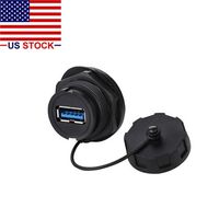 CNLINKO USB 3.0 Connector, Type A Female to Female, Panel Mount Receptacles Socket Jack, Dual USB Port, Outdoor Waterproof IP67, Data + Power, Panel Pass, Industrial Standard