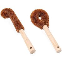 Natural Bamboo Dish Scrub Brush Coconut Palm Cup Brush + Oval Coconut Pot Brush Made From 100% Natural Bamboo Bristle for Dish Brush,Pot Brush,Bottle,Vegetable and Kitchen Cleaning by 13peas