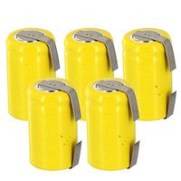 5pc 1/2AA 1.2V 300mAh NiCD Rechargeable Assembly Cell Batteries with Tabsfor meters, radios, hybrid automobiles, high power static applications (Telecoms, UPS and Smart grid), RC devices