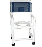 MJM International 118-3TW-SSDE-FF Standard Shower Chair with Soft Seat and Folding Footrest, 300 oz Capacity, 40.5" Height x 22" Width x 25.25" Depth, Royal Blue/Forest Green/Mauve