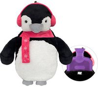 HomeTop Premium Classic Rubber Hot Water Bottle with Cute 3D Animal Cover (2L, Wilkes Penguin)