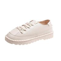 Neartime Women's Fashion Sports Shoes Spring/Autumn Ankle Flat Lace-Up Leather Casual Short Boots