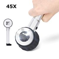 Magnifying Premium Glass with Light - 45X Magnification Pocket Microscope, Metal Built, 3 LED Lights, Carrying Case Included, for Crafts Jewelry Sewing Stamps Coins Watches Hobbies Antiques Photos