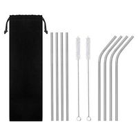 OnePine Set of 8 Premium Reusable Metal Drinking Straws, Stainless Steel Drinking Straws for Coffee, Milkshake, Cocktail, Hot Drinks (4 Straight + 4 Bent + 2 Brushes)