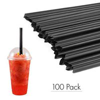 Houseables Milkshake Straws, Large Straw, 10.5” Long, 0.5” Diameter, 100 Pack, Black, Plastic, Big, Disposable, Jumbo, BPA Free, Extra Wide, for Boba, Shake, Smoothies, Drinking, Smoothie Container