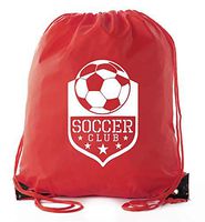 Soccer Party Favors | Soccer Drawstring Backpacks for Birthday Parties, Team events, and much more! - 10PK Red CA2500SOCCER S4