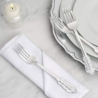 Efavormart 24 Pack | 8" Metallic Silver Baroque Disposable Cutlery Plastic Forks for Wedding Party Banquet Events Candy Buffet