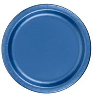 24 Plates 7" Paper Dessert Plates Wax Coated - Royal Blue