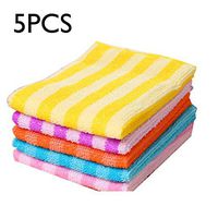 kionme 5pcs Dish Cloth Double-Sided Striped Absorbent Dish Cleaning Towels Cleaning Cloths