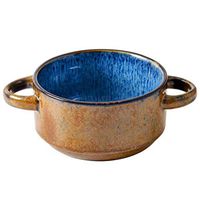 Bowl Instant Noodle Folk culture bowl Kiln Glazed Ceramic Folk culture bowl, Dessert Folk culture bowl Salad Folk culture bowl, Soup Folk culture bowl Cooking & Dining (Color : Blue, Size : 20.5 14