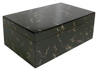 Humidor Supreme Black Marble Cigar Humidor, Spanish Cedar Tray, Divider, Holds up to 25 Cigars