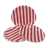 Red Stripe Paper Plates 36pcs - 9inch Biodegradable Round Party Plates for Cakes, Dessert, Snack, Fruits