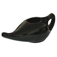HealthGoodsIn - Porcelain Ceramic Neti Pot for Nasal Cleansing Black | Natural Treatment for Sinus, Infection and Congestion | Neti Pot with 10 Sachets of Neti Salt + Instructions Leaflet