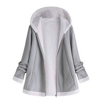 Ros1ock Women's Sweaters Plush Warm Coat Jacket Pocket Zipper Long Sleeve Hoodie Solid Casual Tops Gray