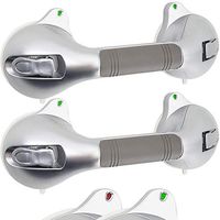 AmeriLuck Suction Bath Grab Bar 12" with Indicators, Bathroom Shower Handle (Silver, 2 Pack)