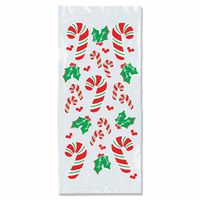 Candy Cane & Holly Cello Bags   (25/Pkg)