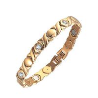 Moocare Ladies Health Magnetic Bracelet with Fold-Over Clasp, Natural Arthritis Pain Relief, Rheumatism RSI, Tendonitis, Carpal Tunnel Syndrome (Gold)
