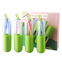 Silicone Straws Drinking Reusable -Yamyone Portable 4 Collapsible Straws with 4 Cases and 4 Cleaning Brushes BPA Free, 30&20 oz Tumbler Compatible for Travel,Office