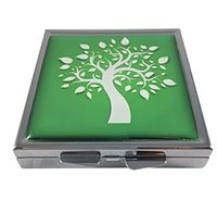 Tree of Life Square Four Section Pocket Purse Travel Pill Box Case
