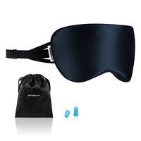 Philorn Natural Silk Eye Mask for Sleeping, Soft and Skin-Friendly Sleep Mask with Adjustable Strap & Free Anti-Noise Earplugs, Blocks Out 100% Light, Pure Cotton Filled Sleeping Eye Mask