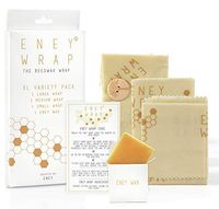 ENEY Premium Organic Beeswax Food Wrap | Honeycomb Print | Reusable Food Wrap | No Synthetic Wax or Chemicals | Extra Large Set | 1 Large, 1 Medium, 1 Small and 1 Original ENEY Wax Replenisher