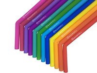 Big Reusable Silicone Drinking Straws Colorful by Maunsell | Durable Rubber Flex FinalStraws for 30oz Extra Long Travel Yeti/Rtic Smoothie Tumblers | 12 pcs Bright Colors | BPS & BPA Free | (Bent)