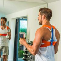 BackPainHelp Posture Hero Sports for Men & Women - Award Winning Posture Support (Blue/Orange, Small/Medium)