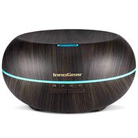 InnoGear Aromatherapy Essential Oil Diffuser Wood Grain Ultrasonic Cool Mist Diffusers with 7 Color LED Lights Waterless Auto Shut-Off, 500ml, Dark