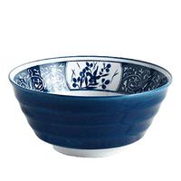 ZSQAI Japanese Style Hand Painted Blue And White Porcelain Bowl Creative Ceramic Ramen Soup Bowl Fruit Salad Bowl