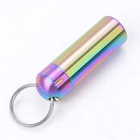 EKLOEN Box Keychain Waterproof Single Chamber Stainless Steel Pill Organizer Capsule Seal Case Holder Container for Outdoor(Colorful)