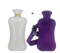 Happy Lily Transparent Rubber Hot Water Bottle with Cover, Elastic Strap Hands Free Design, Hot & Cold Therapies, Great for Pain Relief/hot Heat- Best Gift for Christmas