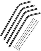 Titanium Super Strong Lightweight Drinking Metal Straws Pack of 4 + 4 Cleaning brush