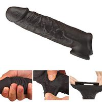 Amalgo 2020 New Black 9.2 Inch Realistic Hot Penies S-Leeve Ring for Men Reusable Strentch Length Can Be 15 Inch Realistico Extender Enlargement Sheath
