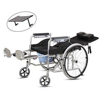 Folding Commode Toilet Seat Chair,Drive Medical Full Reclining Wheelchair,Adjustable Backrest,18" Seat,for Disabled and Pregnant Women.