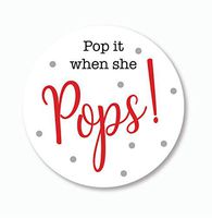 40ct, Pop it When She Pops Stickers, Baby Shower Champagne, Beer, Soda, Wine Favor Stickers, 2 inches (#007-RD)