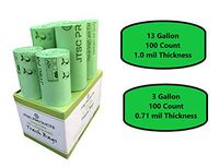 Compostable Trash bags 100% Biodegradable Trash Bags Kitchen Trash Bags -100 Count 13 Gal and 100 Count 3Gal ASTM D6400 Certified by JTSC Products - Super Value Pack Compostable Combo bags