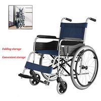 Transport Wheelchairs Foldable Wheelchair Free Pneumatic Tire Color Household Light Folding Flight Attendant Wheelchair Suitable for The Elderly/Disabled/Postoperative Rehabilitation Population Can B