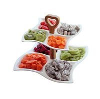 AXZHYX Bowl Ceramic Double Fruit Plate, Multi-Grain Dessert Fruit Skewer Dried Fruit Plate Snack Box Breakfast Plate Tableware Hotel Tableware Home Noodles Boiled Fish Soup Bowl