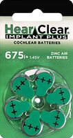 HearClear Cochlear Implant Batteries Size 675P, P675HP (60 Batteries)