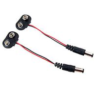 Uxcell a11030700ux0045 2Pcs 2.1x5.5mm Male DC Power Plug to 9V Battery Button Connector Cable (Pack of 2)