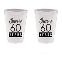 60th Birthday Frost Flex Plastic Cups - Cheers to 60 Years (10 cups)
