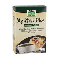 NOW Foods, Xylitol Plus Sweetener Packets with BetterStevia, Zero Calories, Low Glycemic Impact, 75 Packets