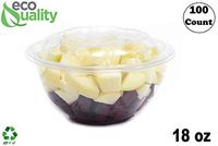 18oz Clear Disposable Salad Bowls with Lids (100 Pack) - Clear Plastic Disposable Salad Containers for Lunch To-Go, Salads, Fruits, Airtight, Leak Proof, Fresh, Meal Prep | Rose Bowl Container (18oz)