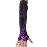 YanHill Cooling Arm Long Sleeve Glove Spider Web Purple UV Sun Protection Arm Sleeves with Thumb Holes for Basketball, Football, Baseball, Cycling, Volleyball, Or Other Activities