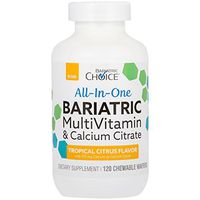 Bariatric Choice - All-in-One Bariatric MultiVitamin - Designed for Post Bariatric Surgery - Chewable Vitamin Supplements with 375 mg Calcium Citrate - Tropical Citrus - 120 ct