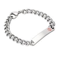 HooAMI Stainless Steel Medical ID Bracelet 8 inches - Free Engraving