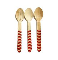 Perfect Stix Chevron Spoon 158 36 - Red Printed Wooden Spoons with Red Chevron Pattern, 6" (Pack of 36)