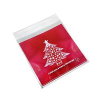 Staron Christmas Candy Bags, 100pcs Self Adhesive Plastic Seal Bag Cookies Candy Wrapping Bags Christmas Pouch (E)